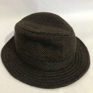 Mens Fedora Hat Brown Black Tweed Size Large Irvine Park Wool Blend